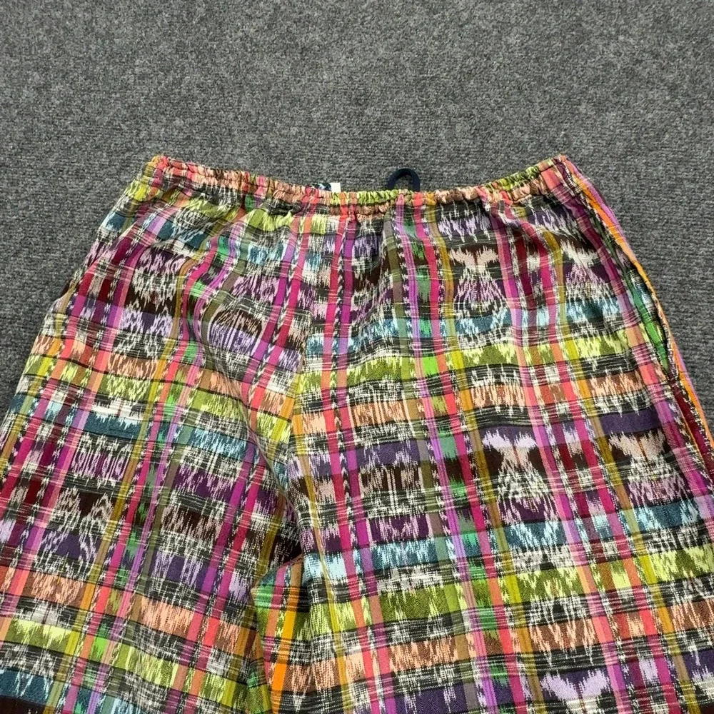 Recycled Traditions Pants Women S Multi Cotton Ikat Ruffle Hem Boho Ethnic Style